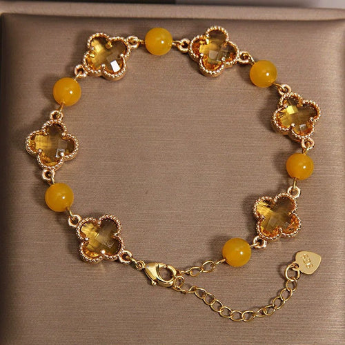 Agate Female Light Luxury Minority Exquisite Four-leaf Clover Bracelet
